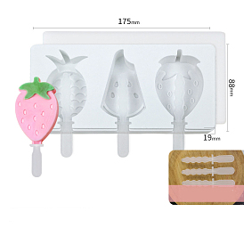 Silicone Ice-cream Stick Molds, with 3 Styles Fruit Pattern Cavities, Reusable Ice Pop Molds Maker
