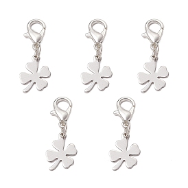 5 шт. клевер 201 подвесные украшения из нержавеющей стали, застежки-карабины из цинкового сплава для украшений сумок