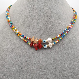 Ожерелья из стеклянных бусин на тему сглаза, ожерелья из натуральных драгоценных камней и жемчуга в богемном стиле для женщин