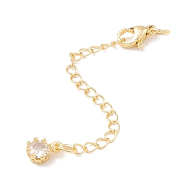 Латунный удлинитель цепи из микропаве из циркония, с застежками-карабинами из нержавеющей стали и подвеской в виде короны, долговечный