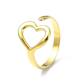 Ion Plating(IP) 304 Stainless Steel Open Cuff Ring, Hollow Heart