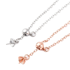 Ожерелья-цепочки из латуни для женщин, с 304 карабином из нержавеющей стали и подвеской в виде цветка, стойки покрытие, без свинца и без кадмия, долговечный, за половину пробурено бисера