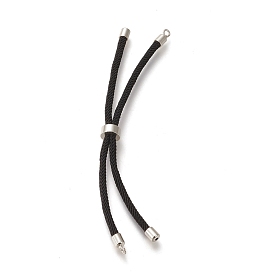 Nylon Twisted Cord Bracelet, with Brass Cord End, for Slider Bracelet Making