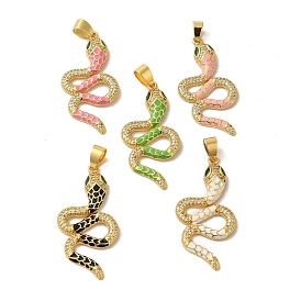 Brass Micro Pave Cubic Zirconia Pendants, with Enamel , Real 18K Gold Plated