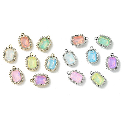 Подвески из стекла со стразами из сплава с УФ-покрытием разных цветов, прямоугольные