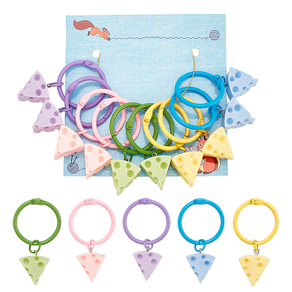 10 шт. 5 цвета, смоляные подвески в виде сыра, маркеры для закрепки стежков, железное вязаное крючком кольцо с вкладышами