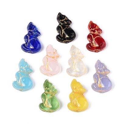 Стеклянные бусины, форма кошки, золотой металл обвитыми