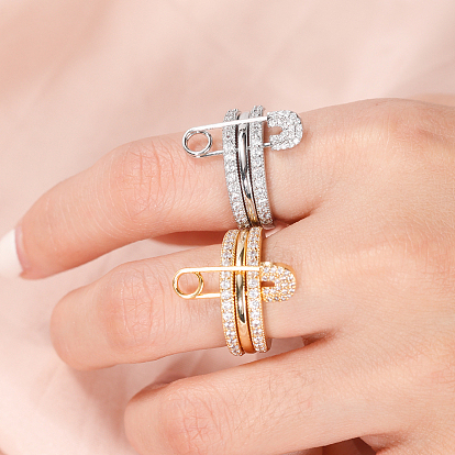 Латунные микро проложить пальцев кольца кубического циркония, скрепки, штабелируемые кольца