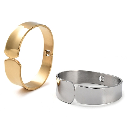 304 широкие браслеты-манжеты из нержавеющей стали, простой браслет на шарнире