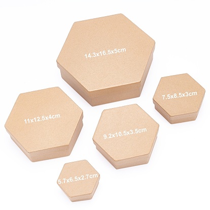 Kraft Cardboard Paper Jewelry Gift Boxes, Hexagon