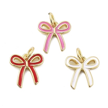 Латунь эмаль прелести, с целью перехода в кольце, стойки покрытие, без свинца и без кадмия, долговечный, очарование бантом, реальный 18 k позолоченный