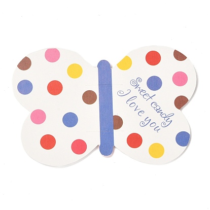 Paper Candy Lollipops Cards, Butterfly with Word Sweet Candy & Love You, for Baby Shower and Birthday Party Decoration