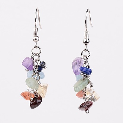 Болтаться серьги природный драгоценный камень, кластерные серьги, с металлическая фурнитурой, платина