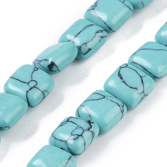 Perles synthétiques turquoise brins, carrée