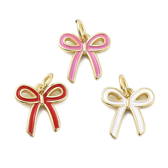 Латунь эмаль прелести, с целью перехода в кольце, стойки покрытие, без свинца и без кадмия, долговечный, очарование бантом, реальный 18 k позолоченный