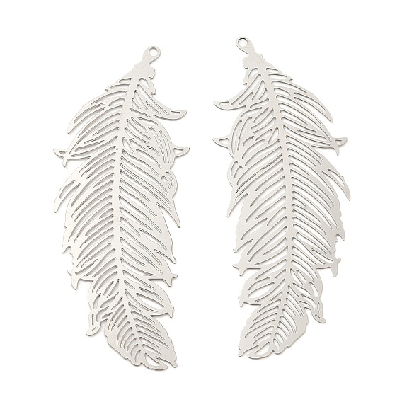 201 из нержавеющей стали филигранные подвески, гравированные металлические украшения, очарование перьев