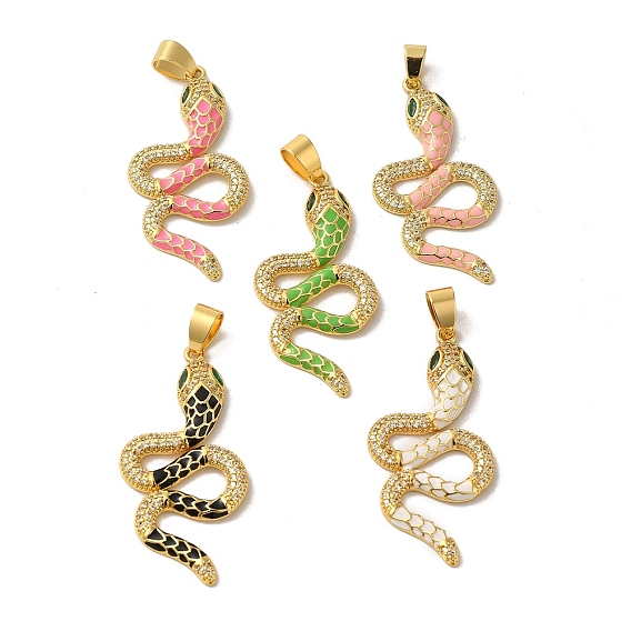 Латунные микро проложить кубического циркония подвески, без кадмия, без никеля и без свинца, с эмалью, реальный 18 k позолоченный