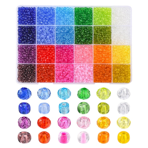 DIY Beads Jewelry Making Finding Kit, Including Transparent Acrylic & Glass & Glass Seed Beads, Rondelle & Round