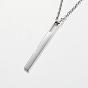 304 Stainless Steel Cubic Zirconia Pendant Necklaces, Bar/Stick