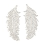 201 из нержавеющей стали филигранные подвески, гравированные металлические украшения, очарование перьев