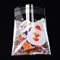 Rectangle OPP Cellophane Bags for Christmas, with Santa Claus Pattern, 13x9.9cm, Bilateral Thickness: 0.07mm, about 95~100pcs/bag