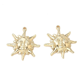 Pendentifs en acier inoxydable, charmes de visage de soleil, plaqué longue durée