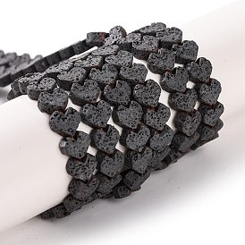 Natural Lava Rock Beads Strands, Frosted, Heart