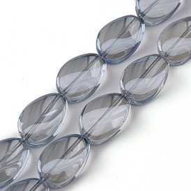 Transparent Electroplate Glass Beads Strands, Pearl Luster Plated, Teardrop