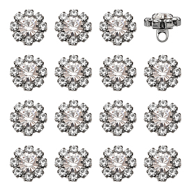 24 шт. 1-отверстие кнопки из цинкового сплава, со стразами, цветок