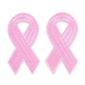 Полиэстер, компьютерная вышивка, нашивки, пришивные и приклеиваемые утюгом., ленты символа борьбы против рака молочной железы , аппликации нашивки