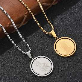 201 подвесные из нержавеющей стали ожерелья, плоские круглые с Девой Марией