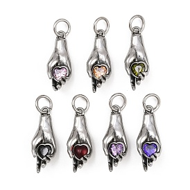 316 хирургическая нержавеющая сталь с подвесками из кубического циркония, пальмы с сердцем, с целью перехода в кольце, античное серебро