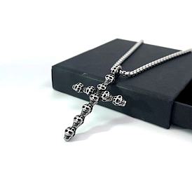 Ожерелья из нержавеющей стали с готической подвеской в виде черепа и креста для мужчин