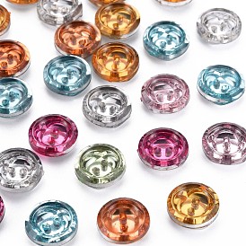 2-Hole Resin Buttons, Back Plated, Flat Round