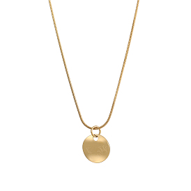 304 подвесные из нержавеющей стали ожерелья, змеиные ожерелья для женщин, плоский круглый с подвеской в виде короны, ионное покрытие (ip)