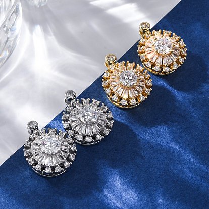 Серьги-гвоздики из латунного микро-паве, цветок