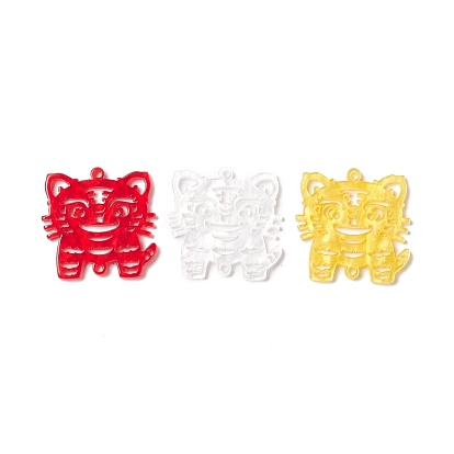 Opaque Cellulose Acetate(Resin) Pendants, Hollow Tiger