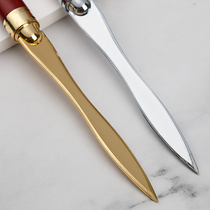 Stainless Steel Portable Office Letter Opener Knife, with Mahogany Wood Handle