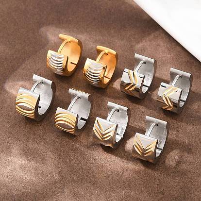 Двухцветные 304 серьги-кольца из нержавеющей стали в полоску, с 316 ушными шпильками из хирургической нержавеющей стали, ионное покрытие (ip)