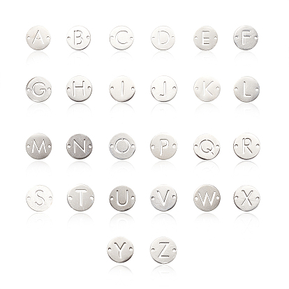 201 звенья / соединители из нержавеющей стали, плоско-круглые с алфавитами 