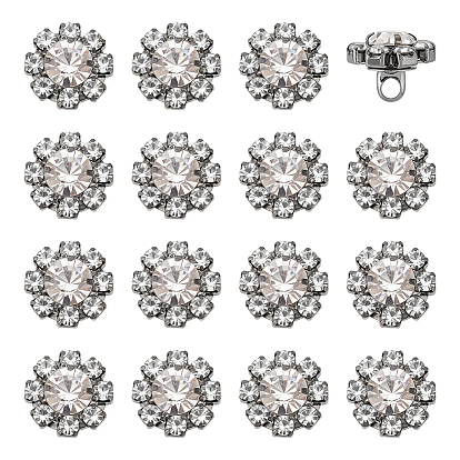24 шт. 1-отверстие кнопки из цинкового сплава, со стразами, цветок