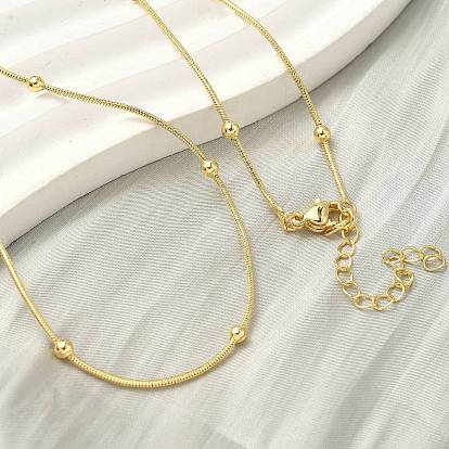 1.2мм латунные ожерелья-змейки с круглыми шариками для женщин и мужчин, стойки покрытие, долговечный, без свинца и без кадмия