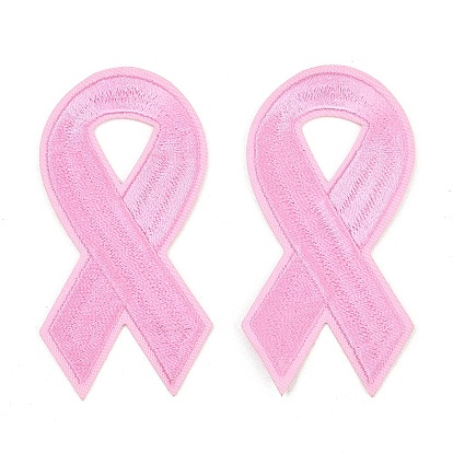 Полиэстер, компьютерная вышивка, нашивки, пришивные и приклеиваемые утюгом., ленты символа борьбы против рака молочной железы , аппликации нашивки