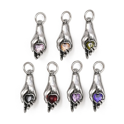 316 хирургическая нержавеющая сталь с подвесками из кубического циркония, пальмы с сердцем, с целью перехода в кольце, античное серебро