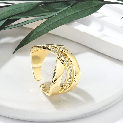 Кольца-манжеты для женщин с покрытием из латуни с микропаве из прозрачного кубического циркония, долговечный