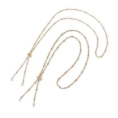 2шт ионное покрытие (IP) 304 изготовление ожерелий из нержавеющей стали, с цепочками-сателлитами и латунными скользящими бусинами