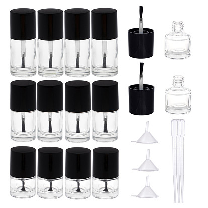 DIY Nail Polish Bottle, Glass Empty Bottle, with Mini Transparent Plastic Funnel Hopper and Disposable Plastic Transfer Pipettes