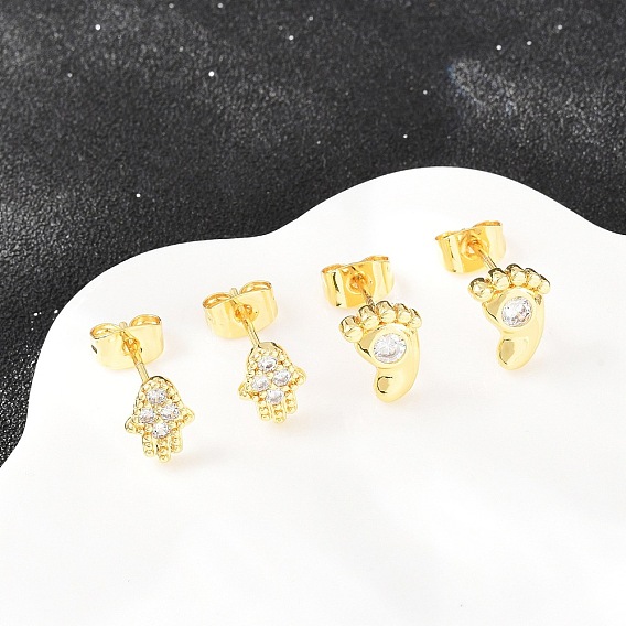 Серьги-гвоздики из латунного микро-паве, долговечный, стойки покрытие, без свинца и без кадмия