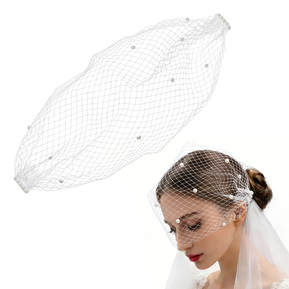 Vintage Polyester Rhinestone Mesh Face Veils for Women, Party Costume Accessory for Tea Party Halloween
