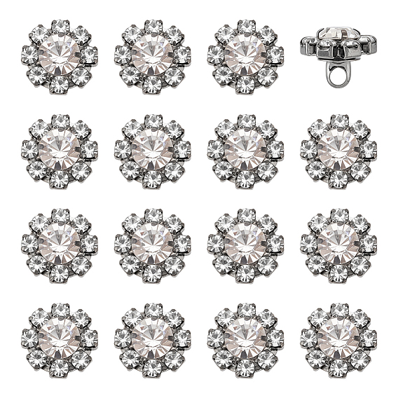 24 шт. 1-отверстие кнопки из цинкового сплава, со стразами, цветок